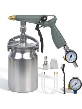 Flexible 360° Spray Gun with Suction Feed Cup & Air Regulator for Rust Proofing
